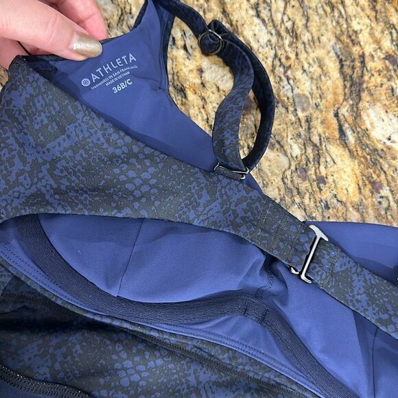 Athleta Snake Print Dress Blue 2 Piece Set Bra And Scrunch Shorts - Picture 6 of 11